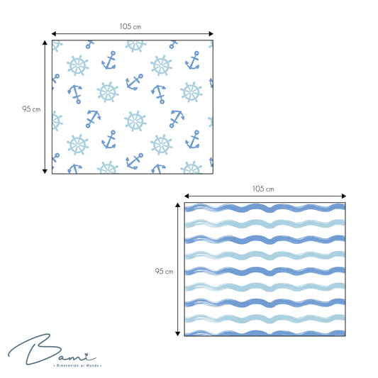 Set 2 Frazadas de Muselina Velero y Olas