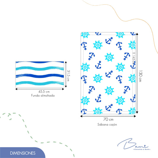 Juego de Sábanas para Cuna Algodón Anclas 70x130 cm
