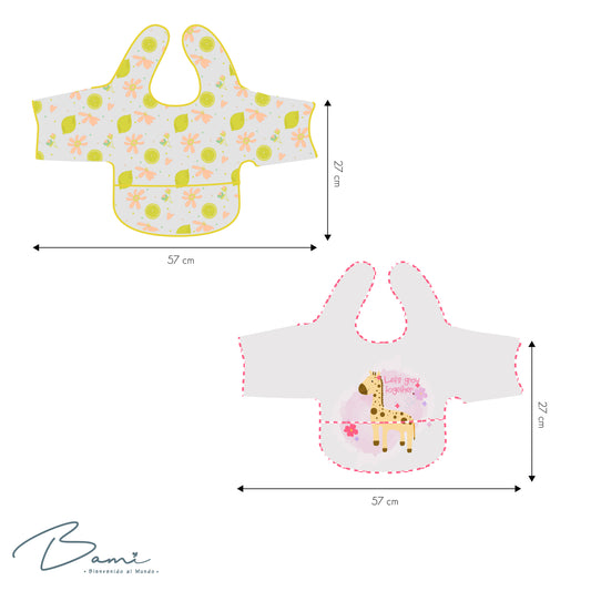 Set 2 Baberos Impermeables con Mangas Limones y Jirafa