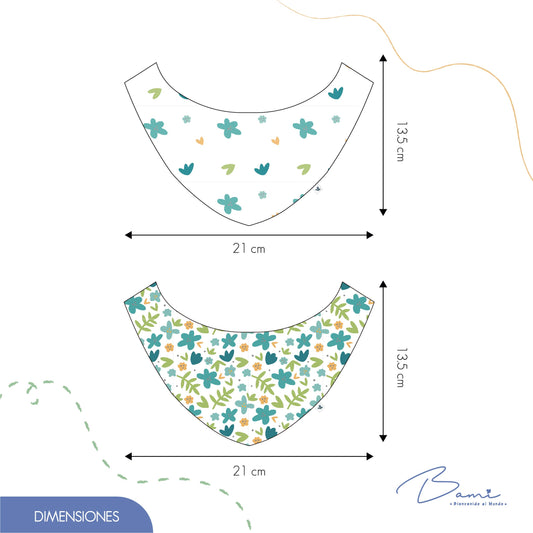 Set 2 Babero Pañoleta de Muselina Flores