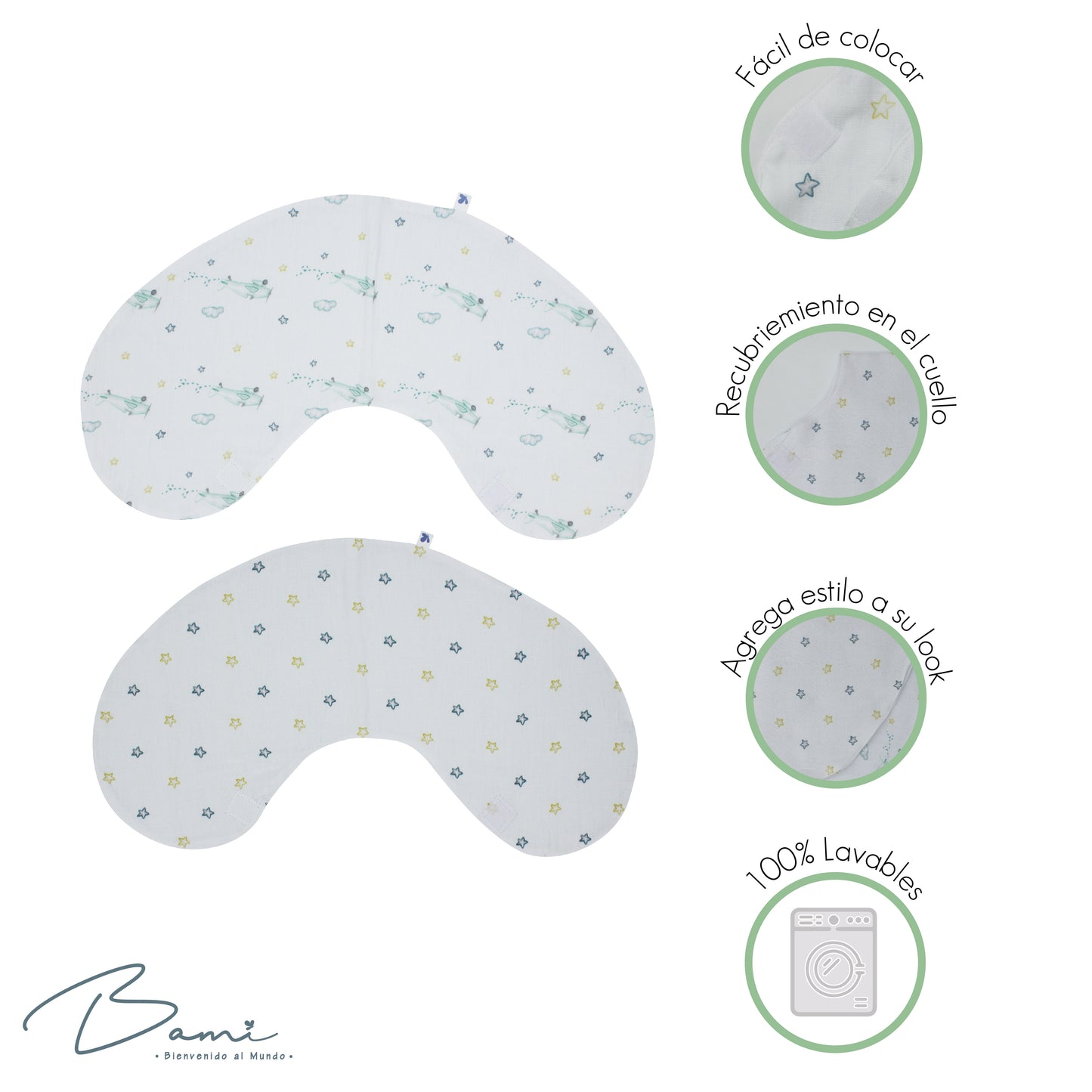 Set 2 babero repetidor de muselina con diseño de aviones