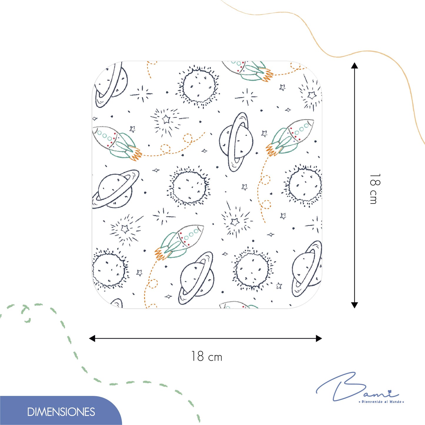Set 4 Toallitas Faciales de Muselina Espacio