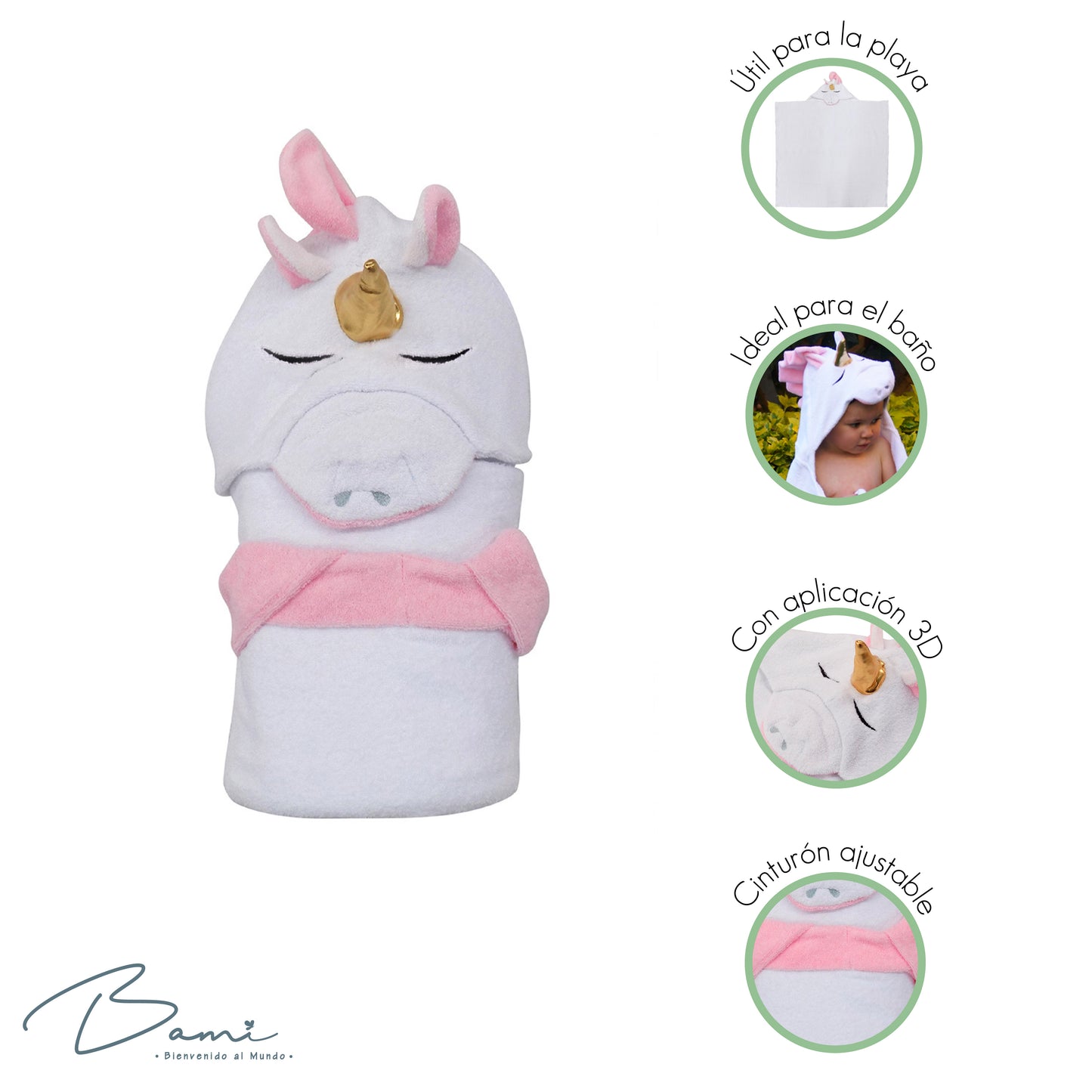 Toalla con Capucha 3D Unicornio