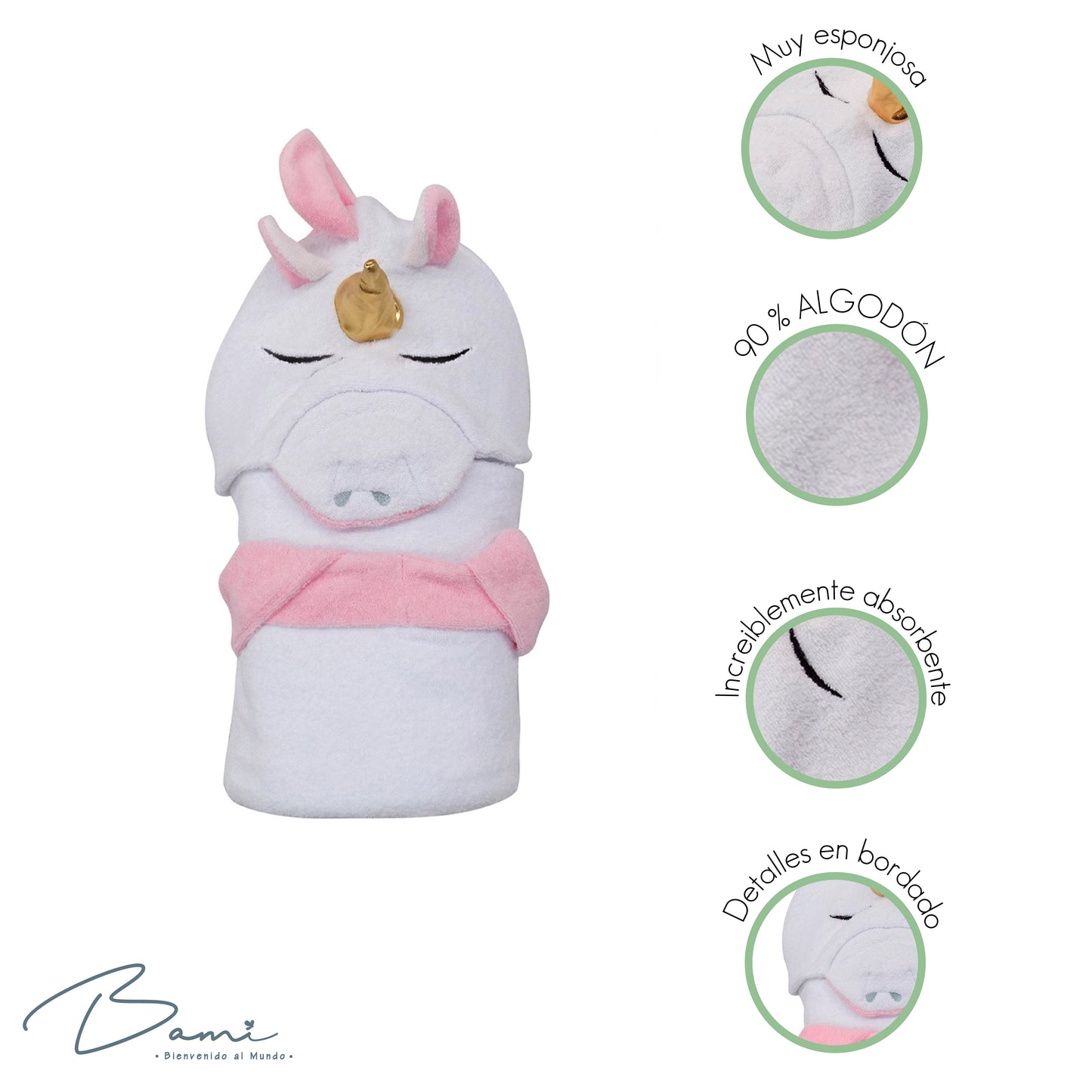 Toalla con Capucha 3D Unicornio