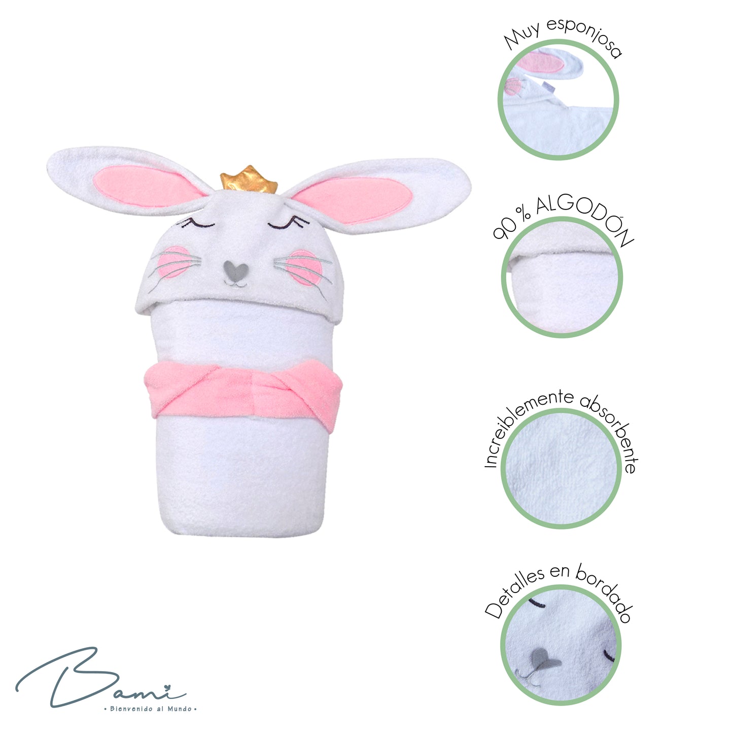 Toalla con Capucha 3D Coneja