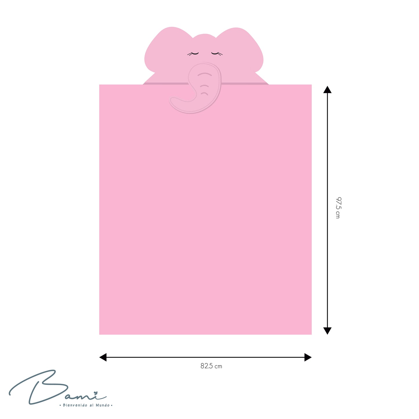 Toalla con Capucha 3D Elefante Rosa