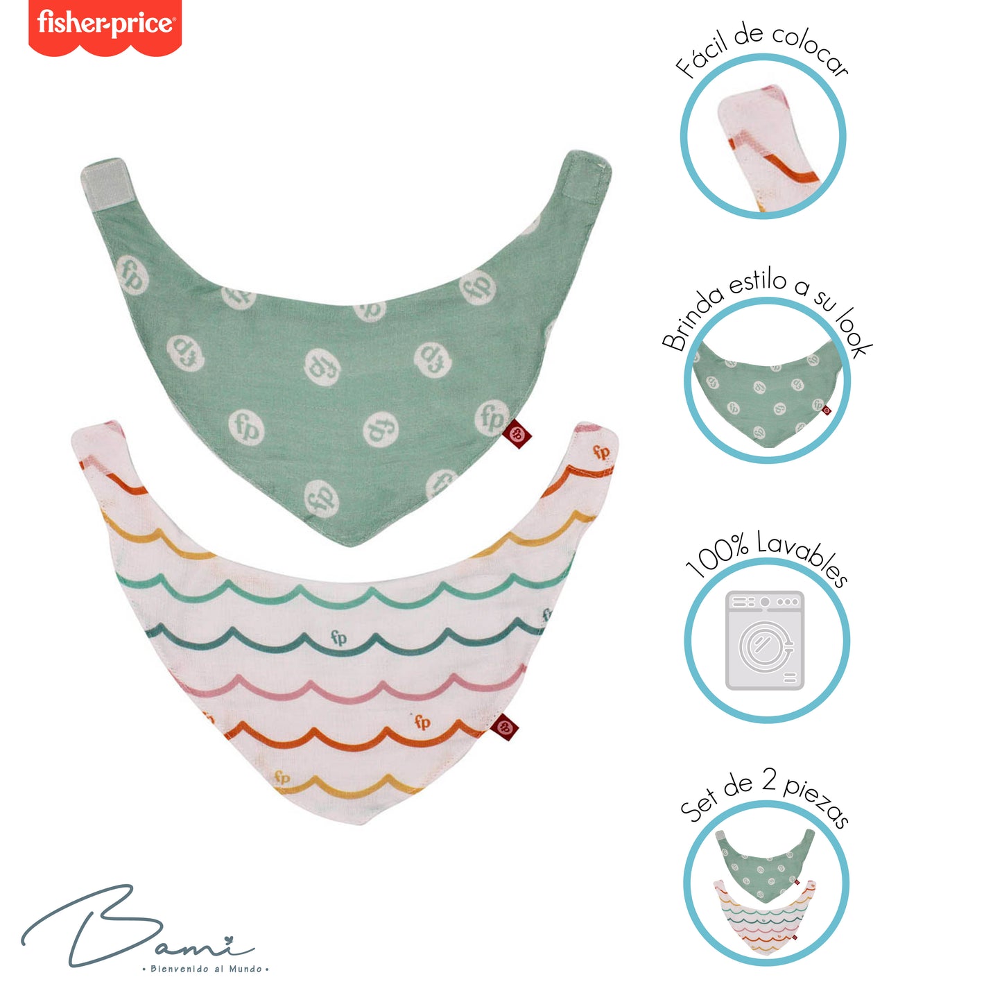 Set 2 Baberos Pañoleta de Muselina