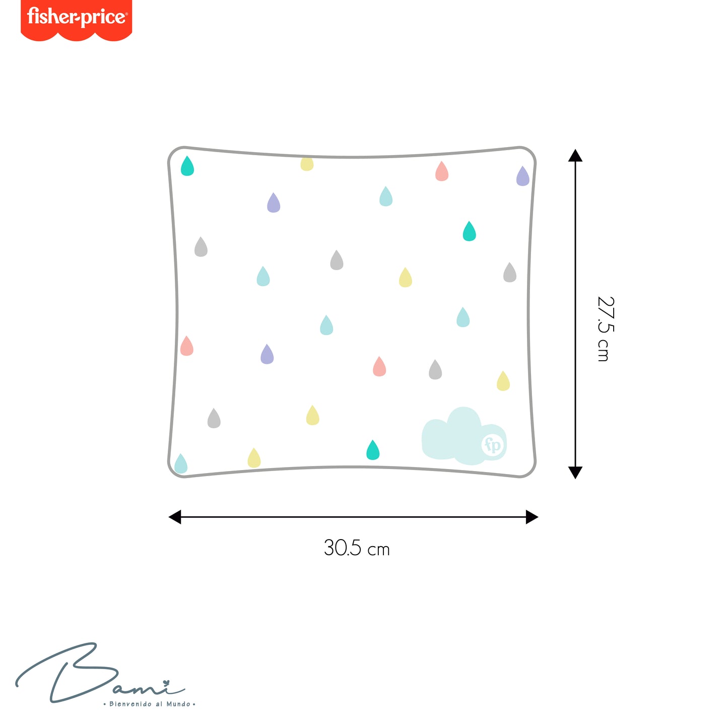 Fisher Price Cojin Almohada decorativa rectangular gotas