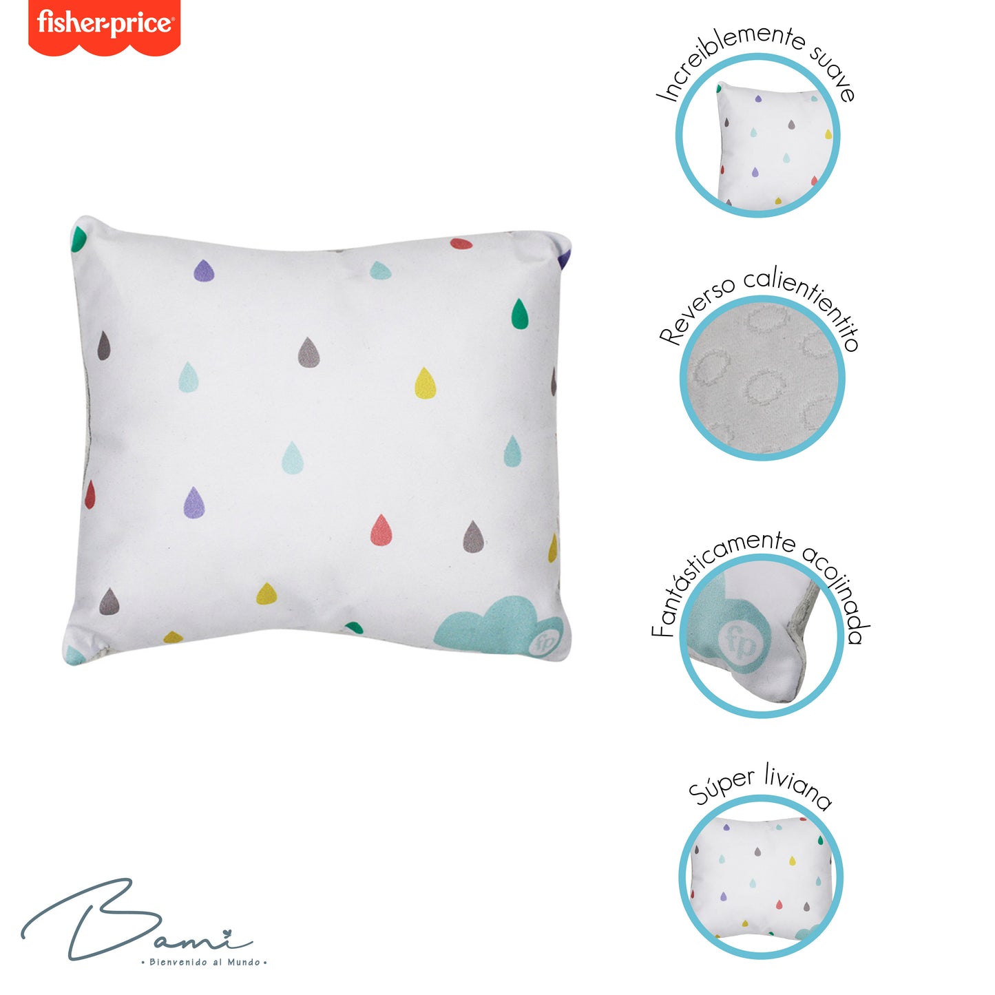 Fisher Price Cojin Almohada decorativa rectangular gotas