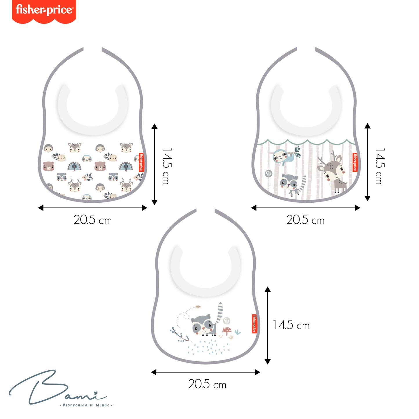 Fisher price set de 3 baberos atrapababitas