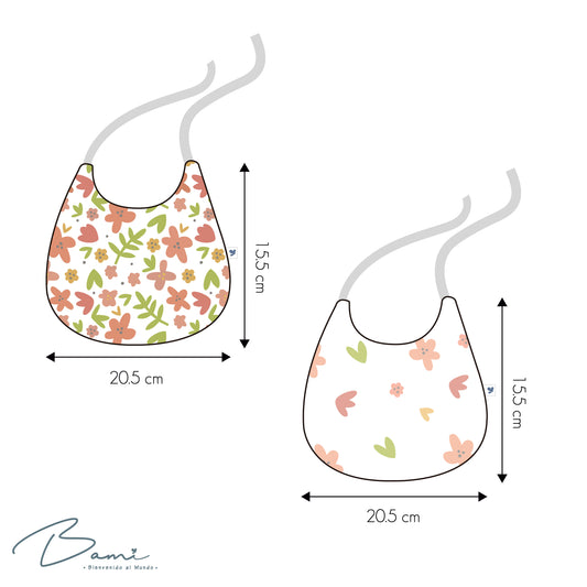 Set 2 Baberos Redondos de Muselina y Bambú Flores
