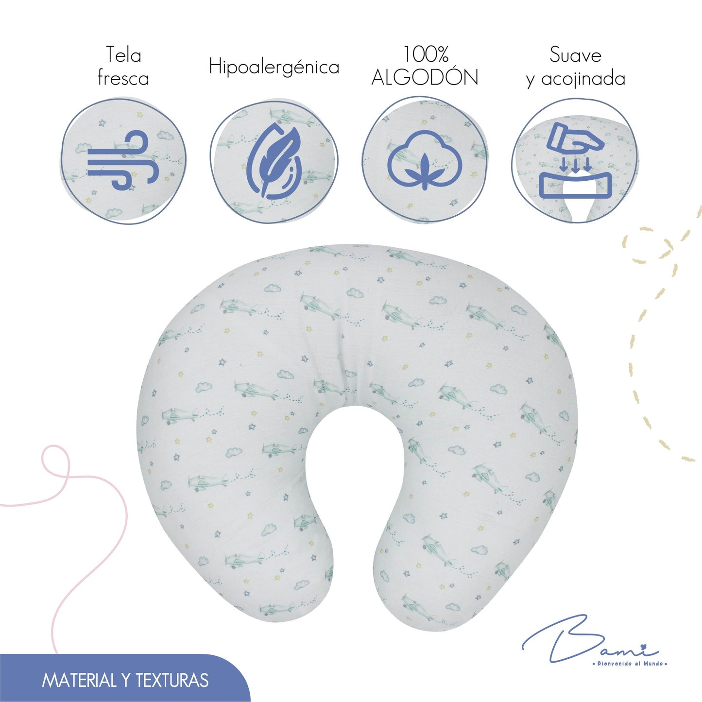 Almohada de Lactancia de Muselina Espacio