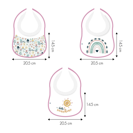 Set 3 Baberos Atrapababitas Flores y Arcoiris