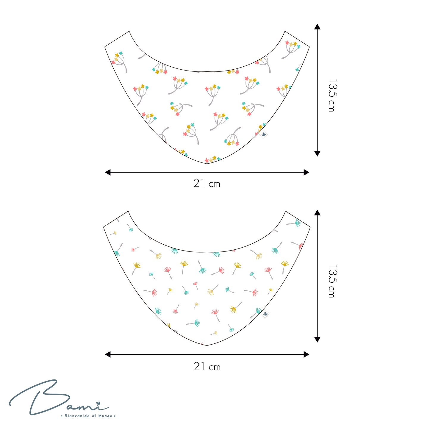 Set 2 Baberos Pañoleta Flores