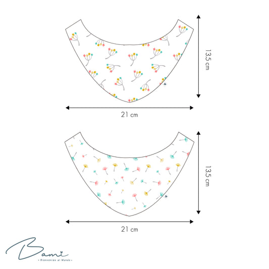 Set 2 Baberos Pañoleta Flores