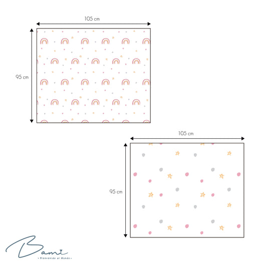 Set 2 Frazadas de Muselina Arcoiris y Estrellas