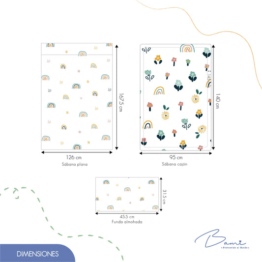 Juego de Sábanas para Cama Cuna Algodón Elefantes 95x140 cm