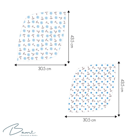 Set 2 Baberos Pañoleta Multiusos Anclas