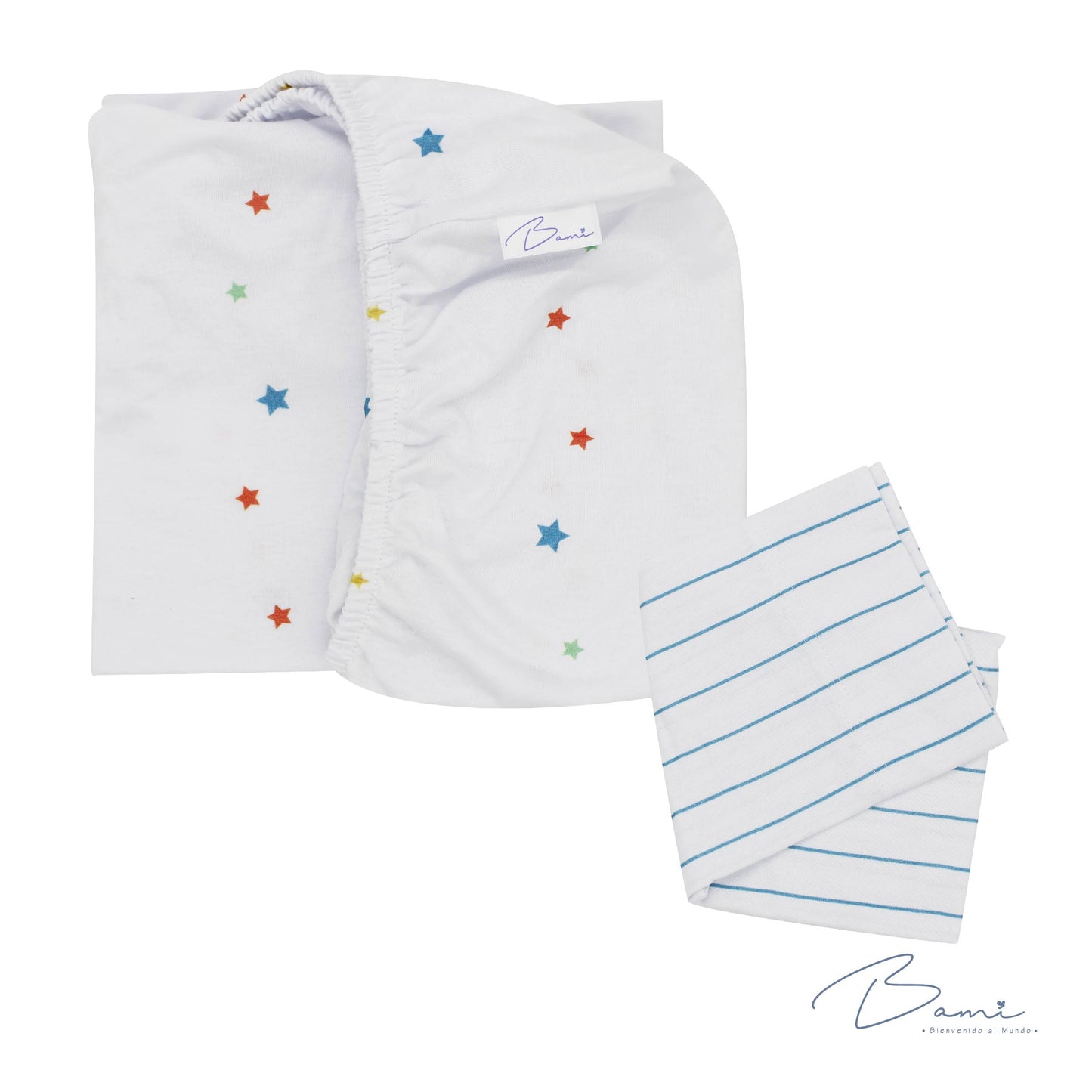 Juego de Sábanas para Cuna Algodón Estrellas y Rayas 70x130 cm