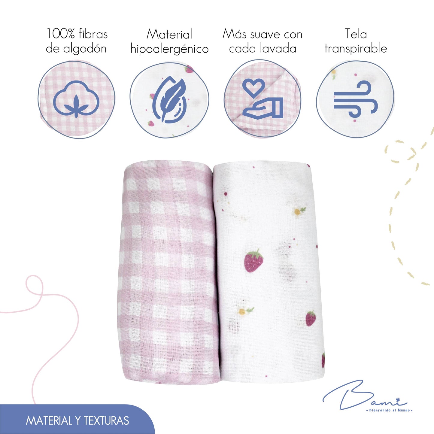 Set 2 Frazadas de Muselina Fresas