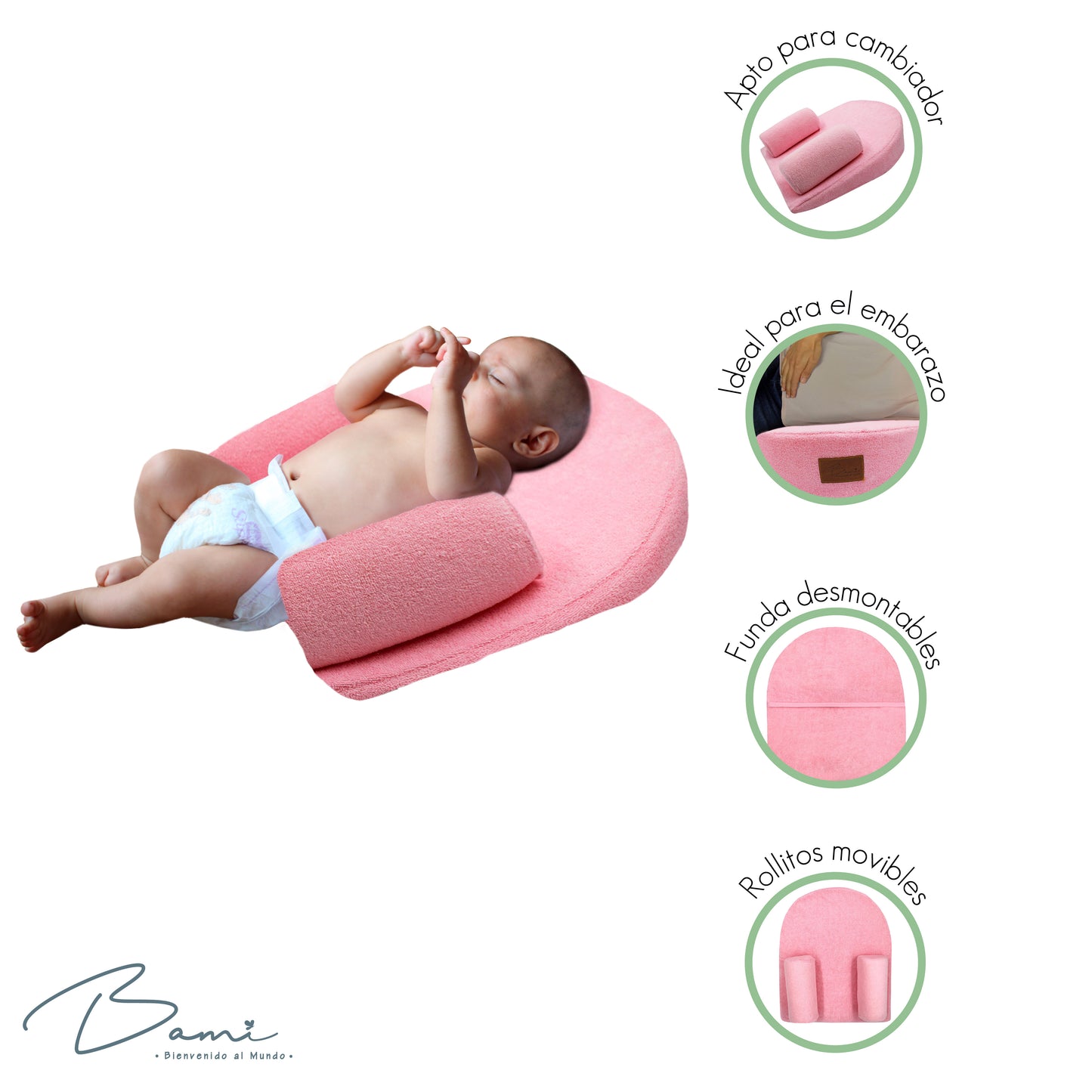 Duerme Seguro Cojín Antireflujo Rosa