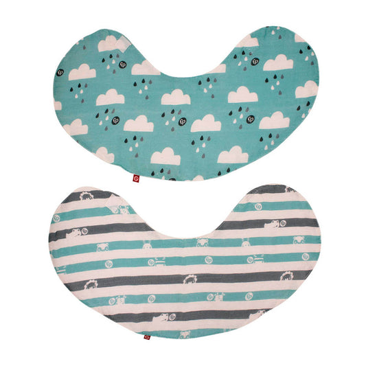 Set Babero Pechero y Paño Repetidor de Muselina Azul