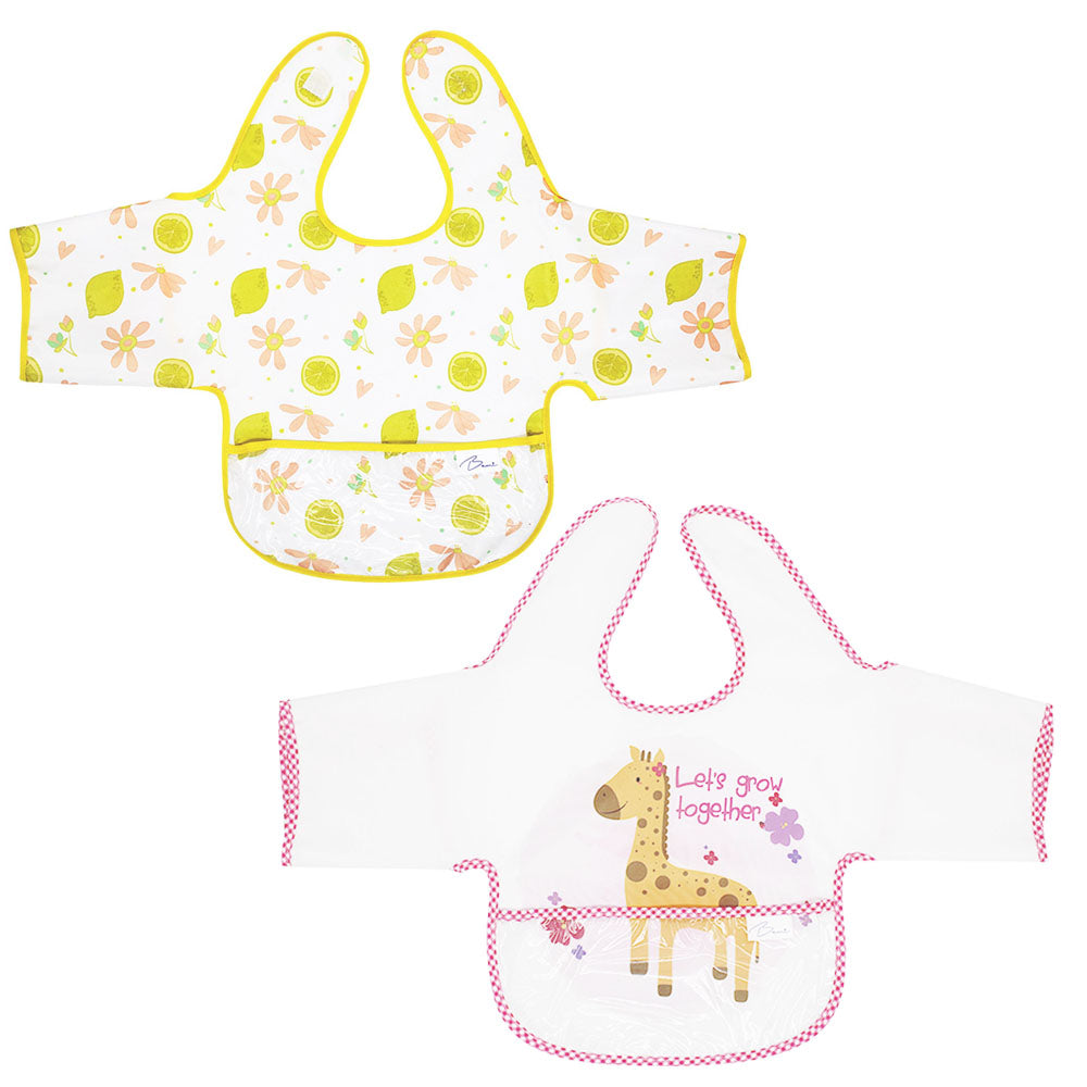 Set 2 Baberos Impermeables con Mangas Limones y Jirafa