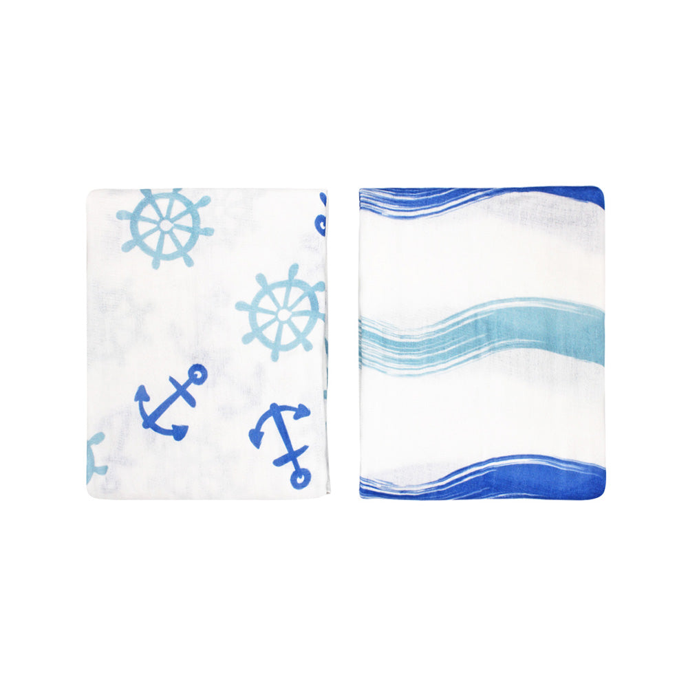 Set 2 Frazadas de Muselina Velero y Olas