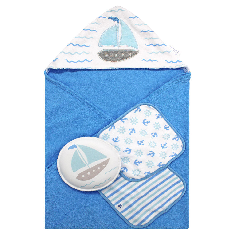Set de baño toalla con capucha 2 toallas faciales y esponja