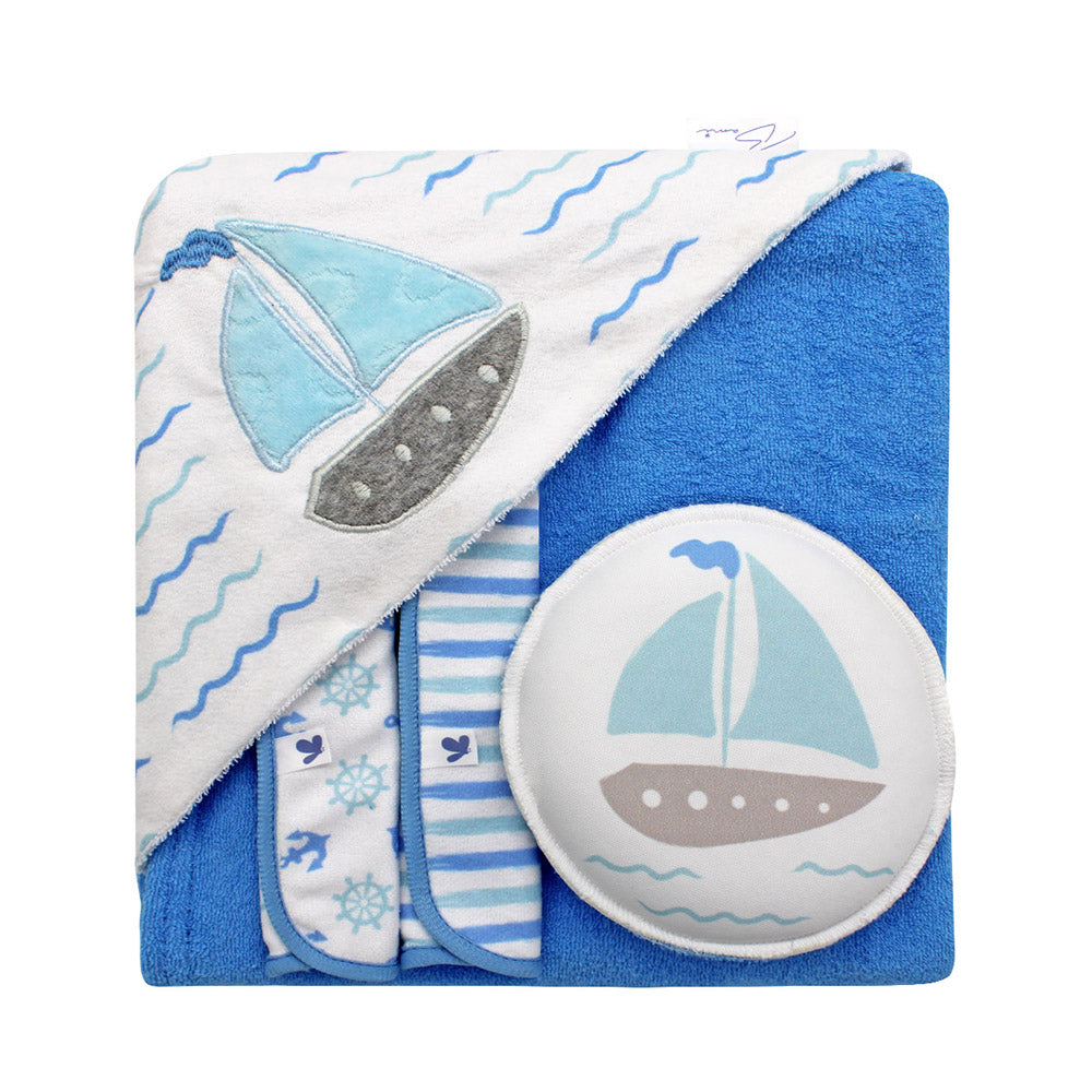 Set de baño toalla con capucha 2 toallas faciales y esponja