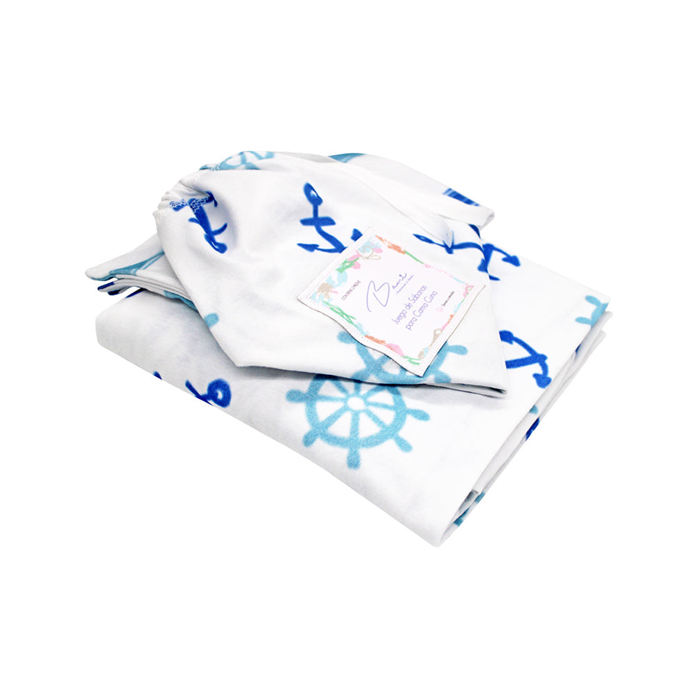 Juego de Sábanas para Cama Cuna Algodón Anclas 95x140 cm