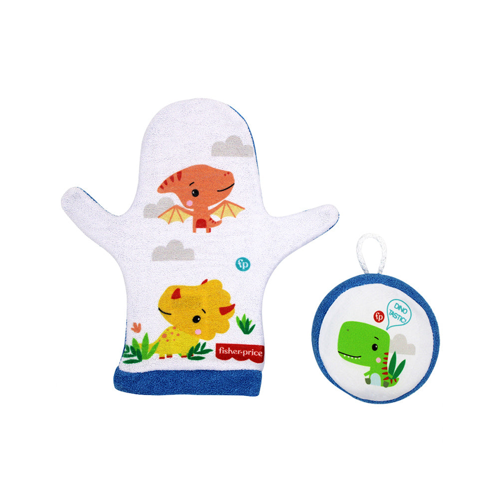 Kit de baño (Manopla y Esponja) Dinosaurios