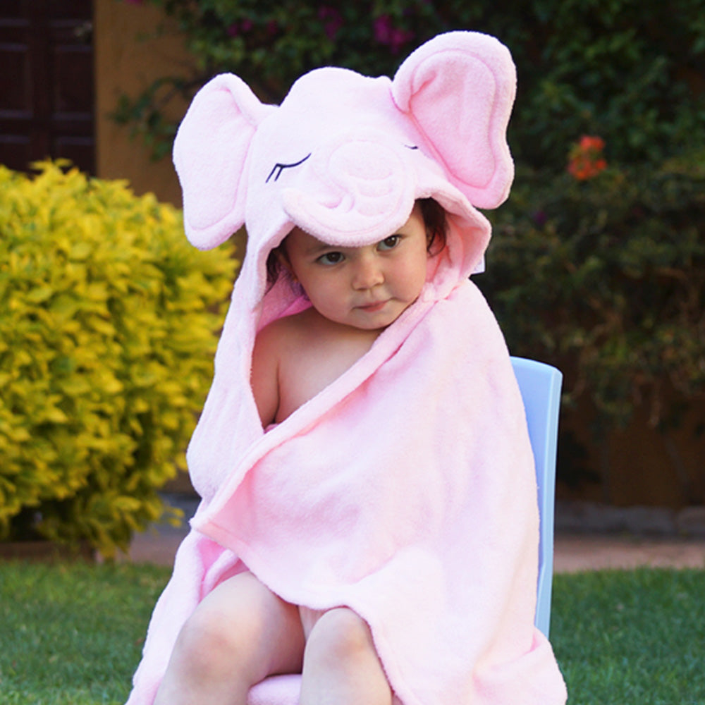 Toalla con Capucha 3D Elefante Rosa