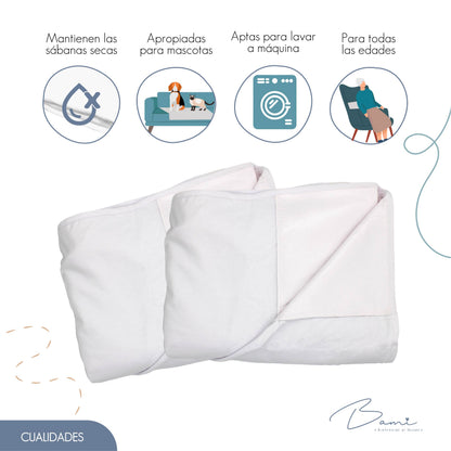 Set de 2 Sábanas Protectoras Impermeables de Algodón para Colchón Grandes