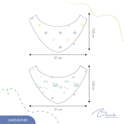 Set 2 Babero Pañoleta de Muselina Aviones
