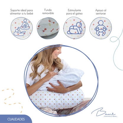 Almohada de Lactancia de Muselina Lunares