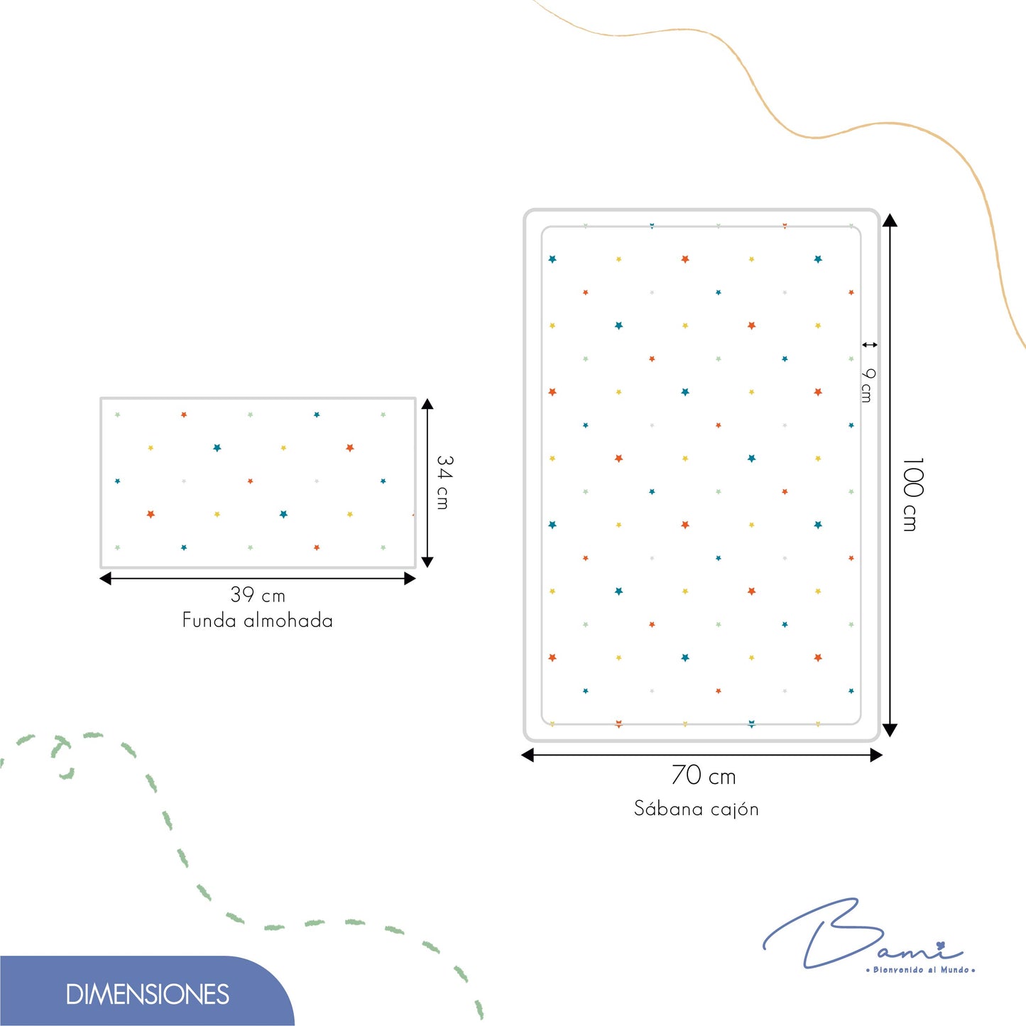 Juego de Sábanas para Cuna de Viaje Algodón Estrellas 70x100 cm