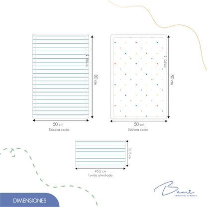 Juego de Sábanas para Colecho Algodón Estrellas y Rayas 50x80 cm (Copia)