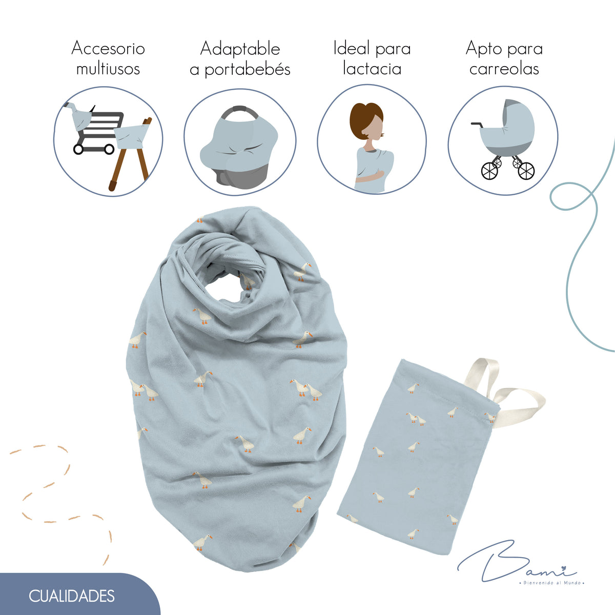 Mascada de Lactancia Azul Patos